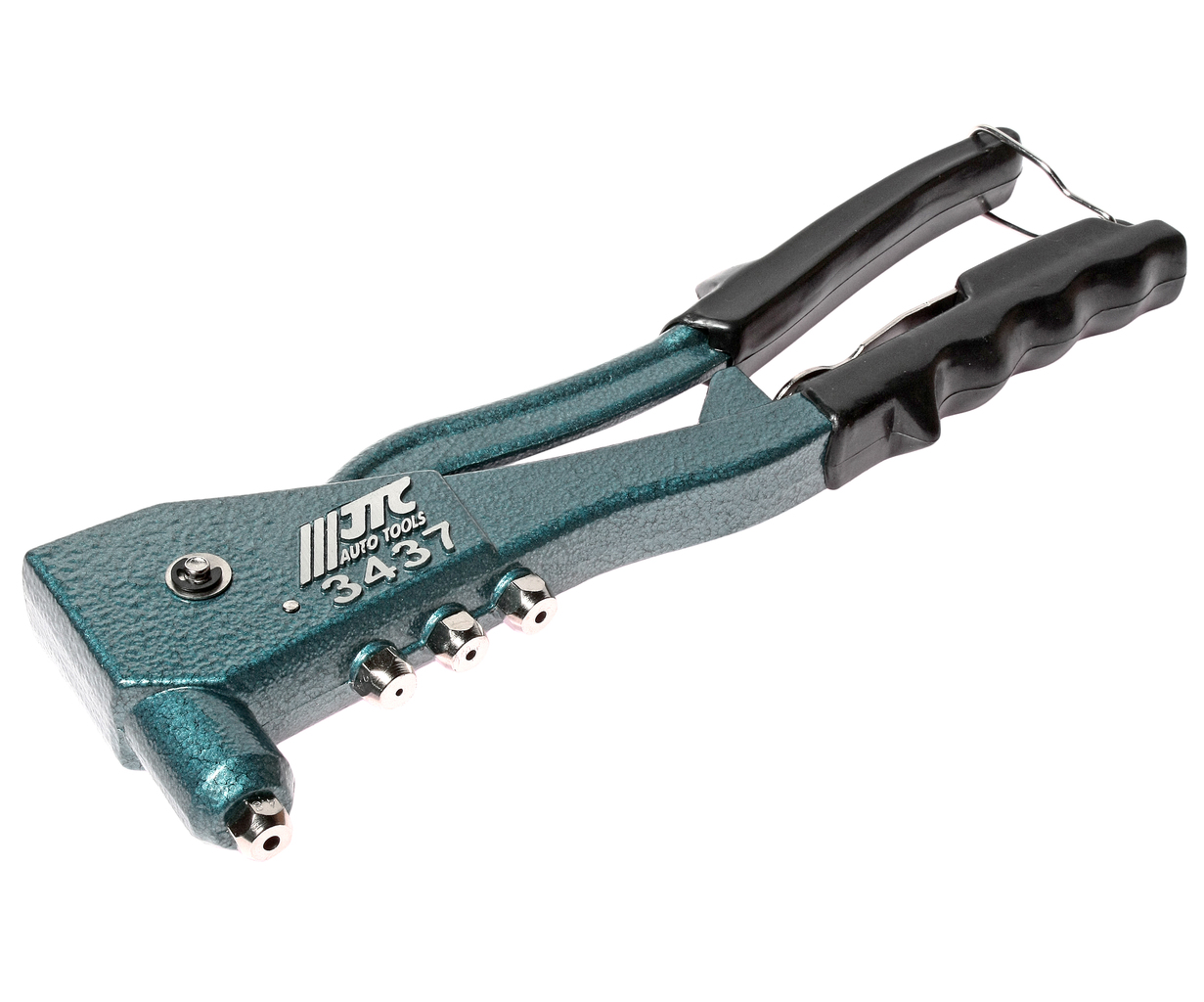 JTC-3437 - Заклепочник 3/32",1/8", 5/32", 3/16" ручной вытяжной JTC -  
Диапазон заклёпок: 3/32",1/8", 5/32", 3/16". 
Рабочая часть клещей изготовлена из легированной стали. Применяется для работы со стальными, железными и алюминиевы