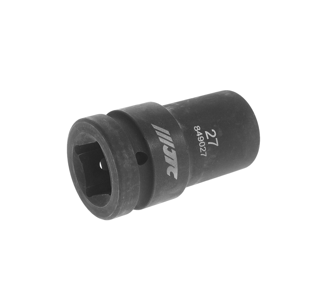 JTC-849027 - Головка торцевая 1" 27мм ударная глубокая L=90мм JTC -  
Изготовлена из высококачественной хром-молибденовой стали   
6 граней, метрический размер. 
Размер: 1"х27 мм. 
Длина: 90 мм.    
Габаритные размеры: 100/60/60 мм. (Д/Ш/В)  
В