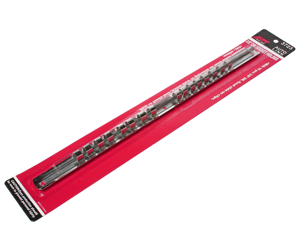 JTC-3723 - Держатель головок 3/8" L=400мм стальная рейка 16шт. JTC - 
  Планка для удержания головок квадратом присоединения 3/8" с возможностью крепления к стене или верстаку.
  Стальная рейка с фиксаторами надежно удерживает головки.
  Головки л