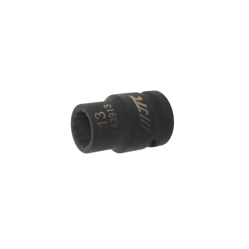 JTC-443913 - Головка торцевая 1/2" 13мм 12-ти гранная ударная L=38мм JTC - 
12 граней, метрический размер.
Общая длина: 38 мм.
Размер: 1/2" Dr.х13 мм.
Изготовлена из высококачественной хром-молибденовой стали.

