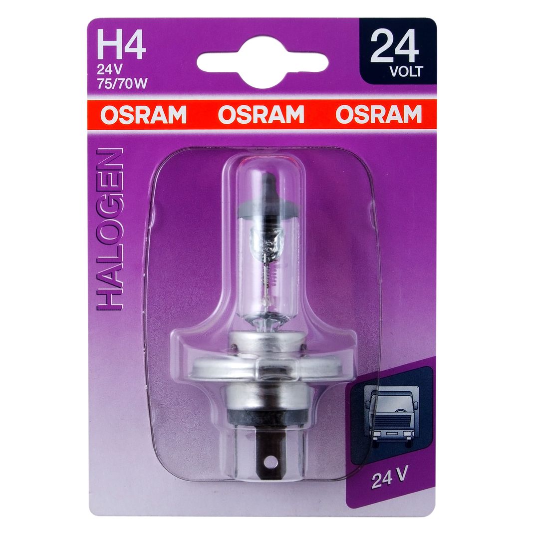 Автолампа H4 (75/70) P43t-38 блистер 24V OSRAM /1/10