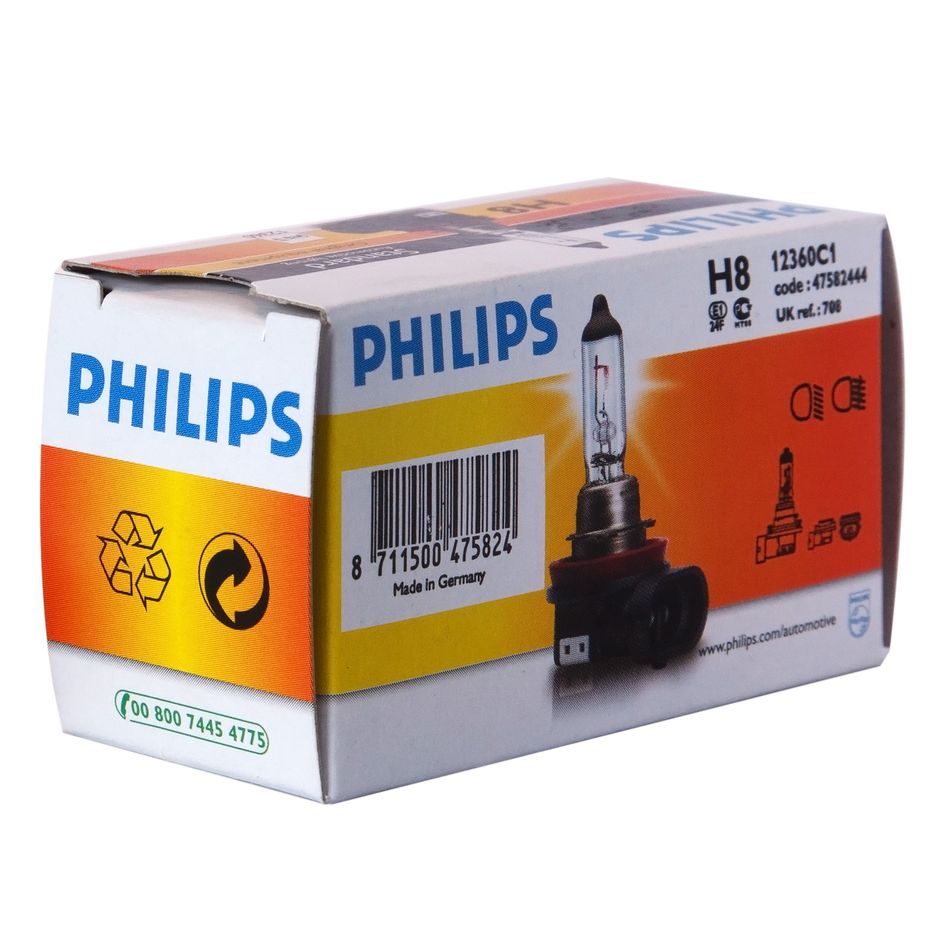 Автолампа H8 (35) PGJ19-1 12V PHILIPS /1/50
