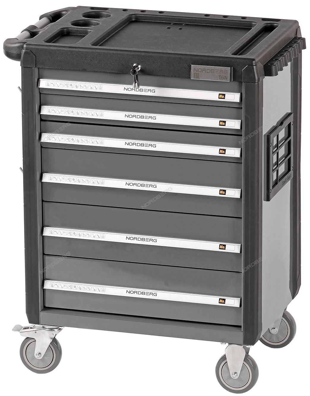 Тележка инструментальная, 6 выдвижных ящиков, серая NORDBERG T6N(G)