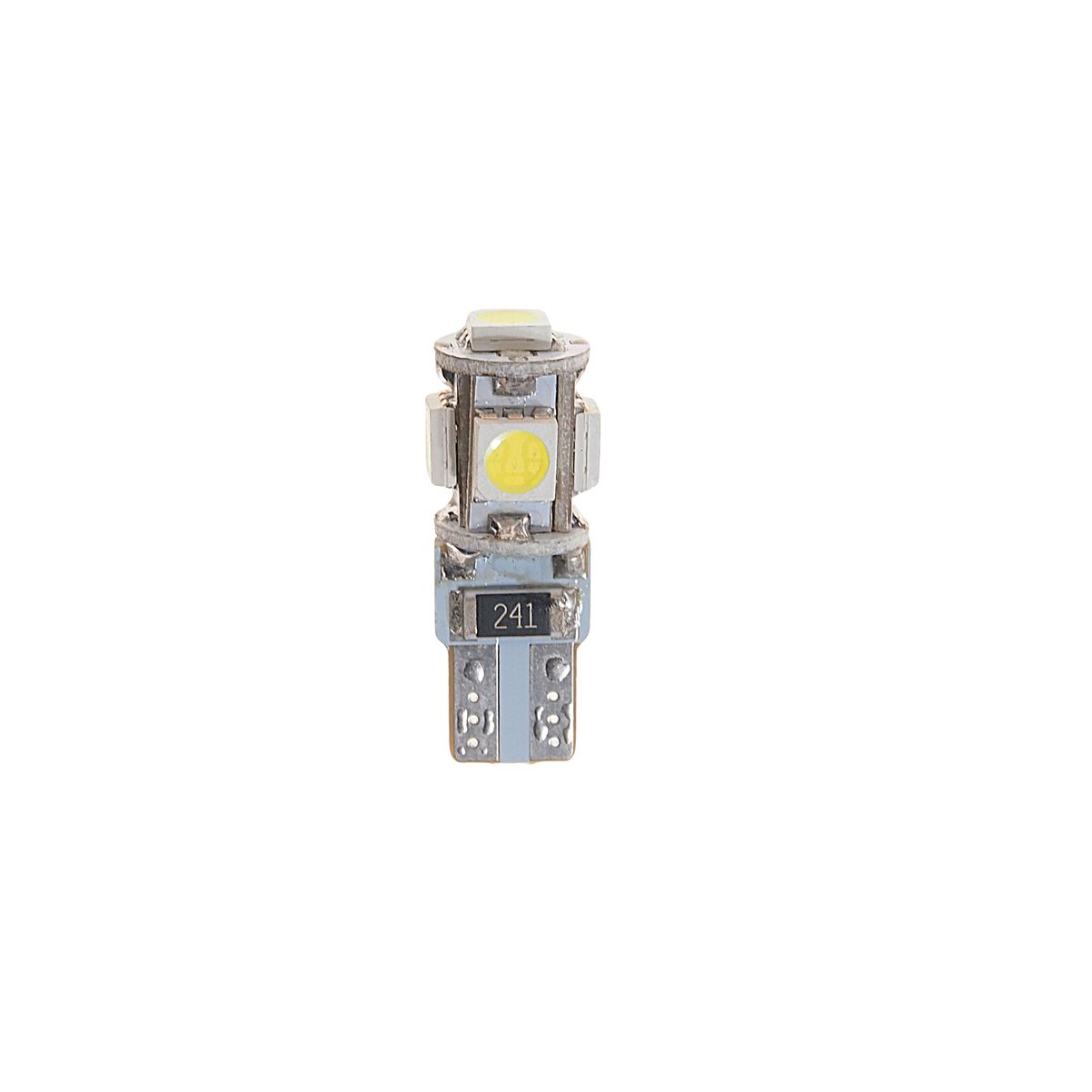 Автолампа T10W (W2,1x9,5d) 5 SMD 5050 WHITE 6000K с блокиратором ошибок CANbus 100лм   12V MEGAPOWER