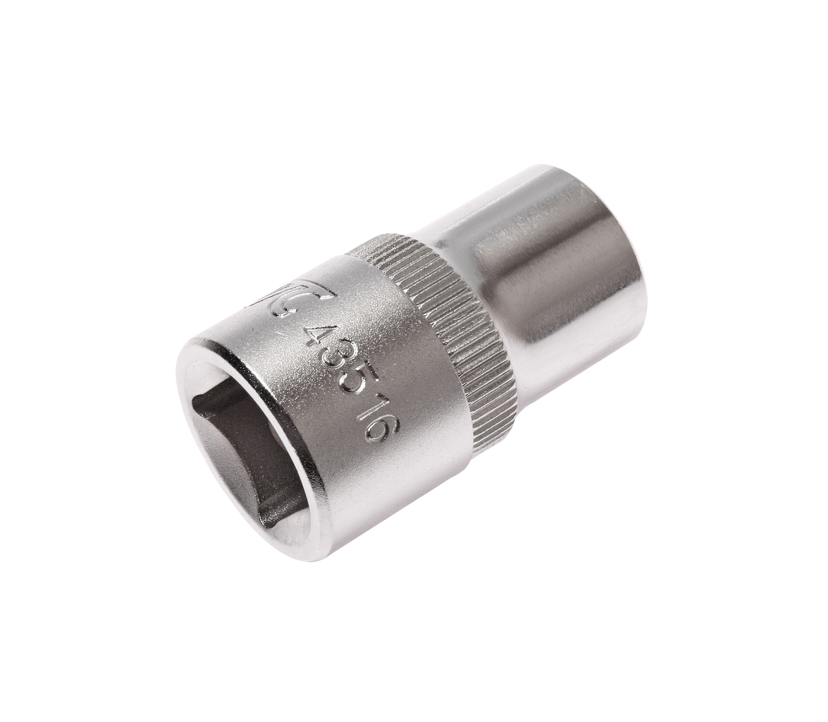 JTC-43516 - Головка торцевая 1/2" TORX E16 L=38мм JTC - 
  Изготовлена из закаленной хром-ванадиевой стали. 
  Размер: 1/2&rdquo;хE16.
  Общая длина: 38 мм. 
  Количество в оптовой упаковке: 10 шт. и 200 шт. 
  Габаритные размеры: 38/22/22 мм. (Д/Ш/В