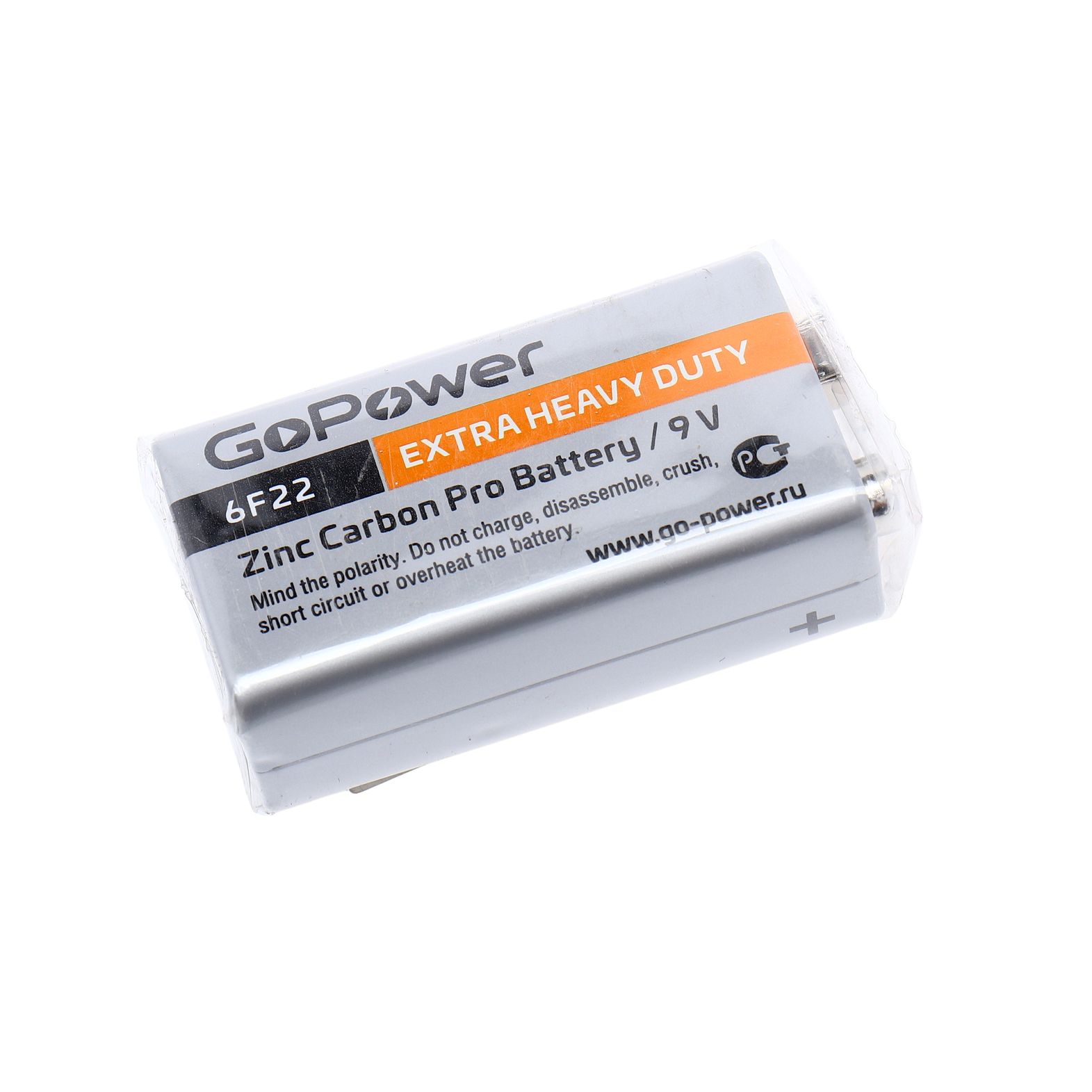 Элемент питания КРОНА: 6F22-BC1 ALKALINE "крона" 9V GoPower /1/10/30