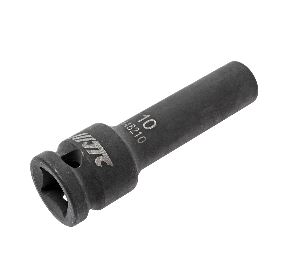 JTC-448210 - Головка торцевая 1/2" 10мм ударная глубокая L=82мм JTC - 
  6 граней, метрический размер. 
  Изготовлена из высококачественной хром-молибденовой стали. 
  Размер: 1/2"х10 мм.
  Общая длина: 82 мм. 
  Количество в оптовой упаковке: 1