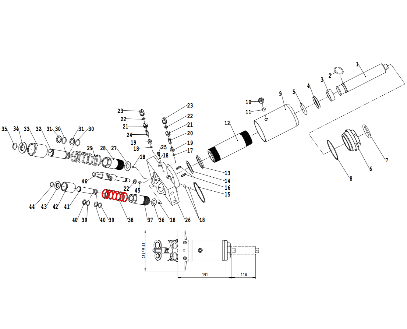 LYD3F.4-6 Пружина плунжера, d33.5 x 3 x 100 мм