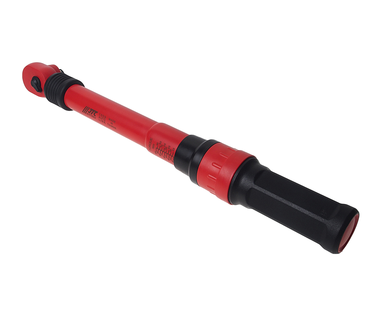 JTC-I009 - Ключ динамометрический 3/8" 20-100Нм изолированный JTC - 
Рабочий диапазон: 20-100 Нм.
Общая длина: 456 мм.
Погрешность: ±4%.
Габаритные размеры: 480/80/60 мм. (Д/Ш/В)
Вес: 1700 гр.

