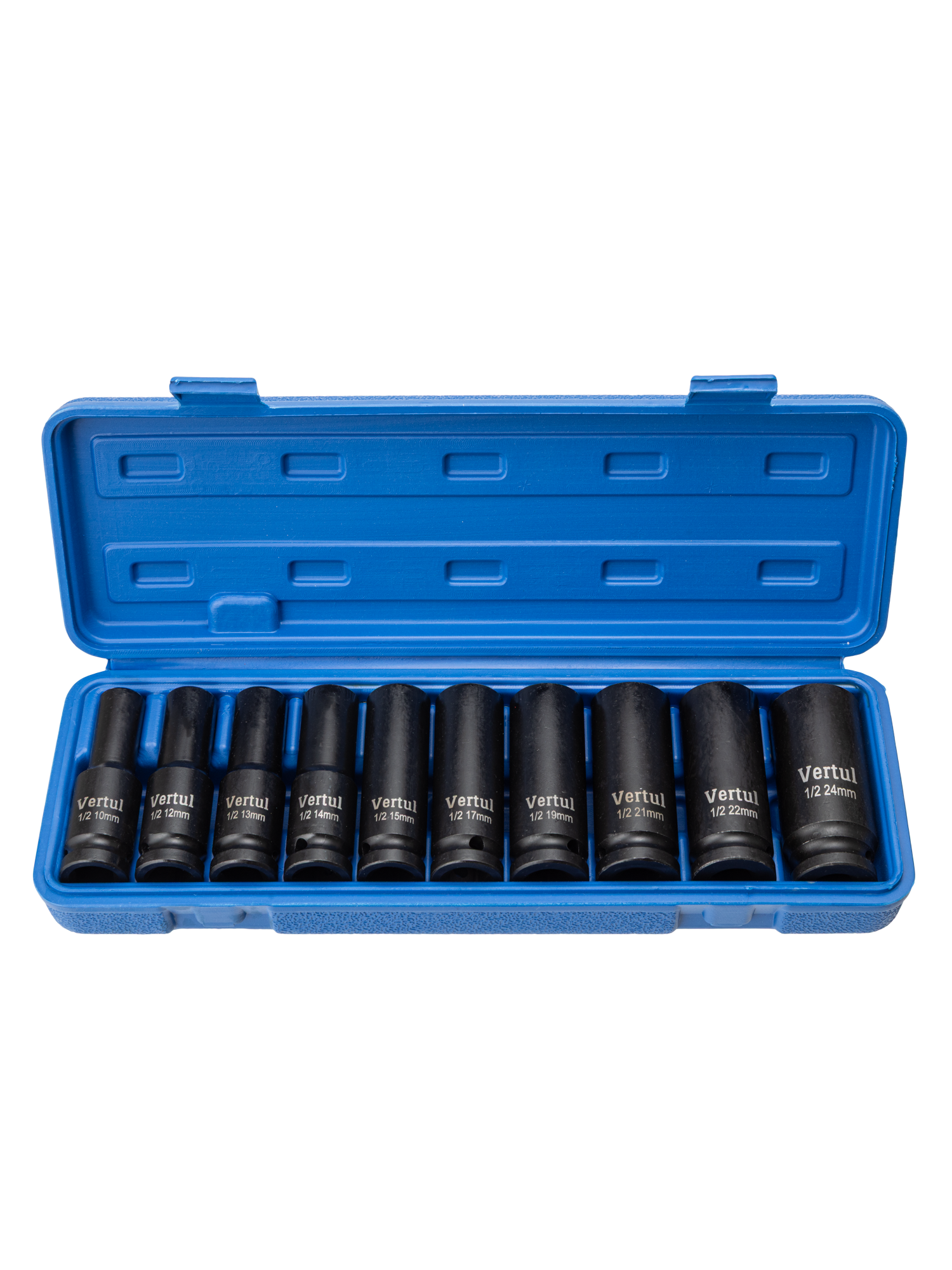 Набор ударных головок удлиненных 1/2″ 10 пр. 10-24 мм VR84210