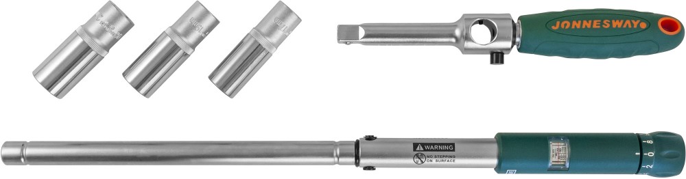 T02170 Ключ баллонный инерционный с динамометрической рукояткой, 70-170 Нм и головками торцевыми в наборе, 17, 19, 21 мм