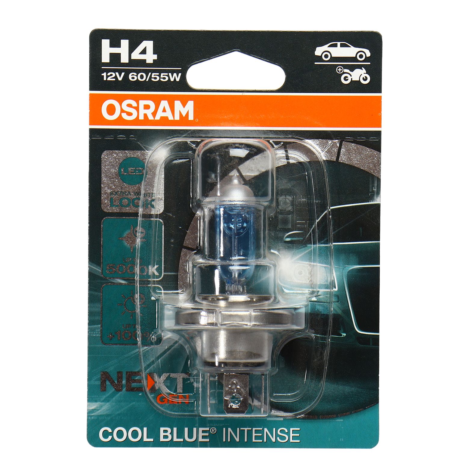 Автолампа H4 (60/55) P43t-38+100% COOL BLUE INTENSE (NextGen) до 5000K (блистер) 12V OSRAM /1/10/100