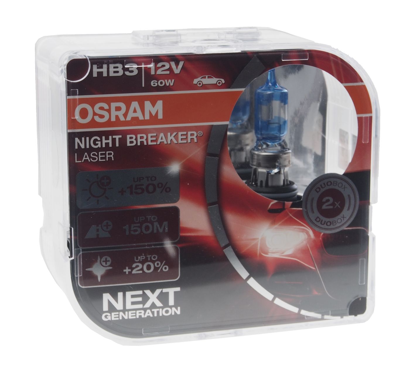 Автолампа HB3 (60) P20d+150% NIGHT BREAKER LASER 3800K (евробокс, 2шт) 12V OSRAM /1/10