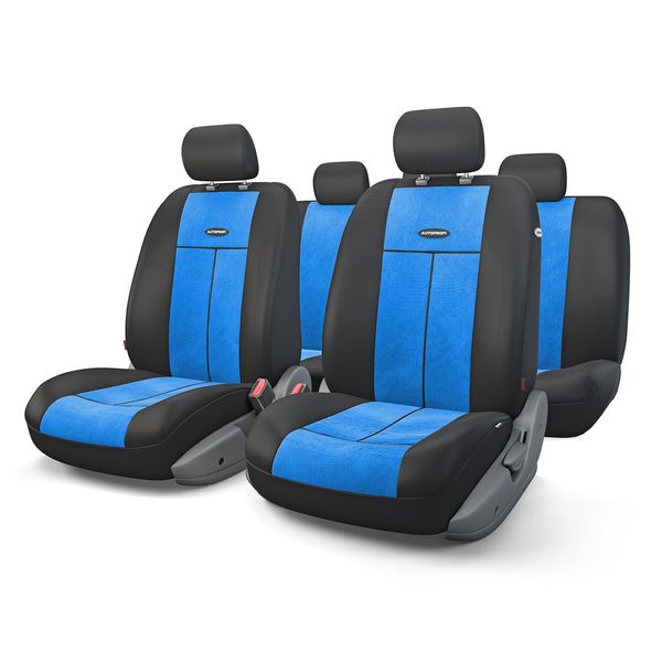 Чехлы на сиденье TT-902V  BLACK/BLUE полиэстер-велюр, AIRBAG (9шт) AUTOPROFI /1/6