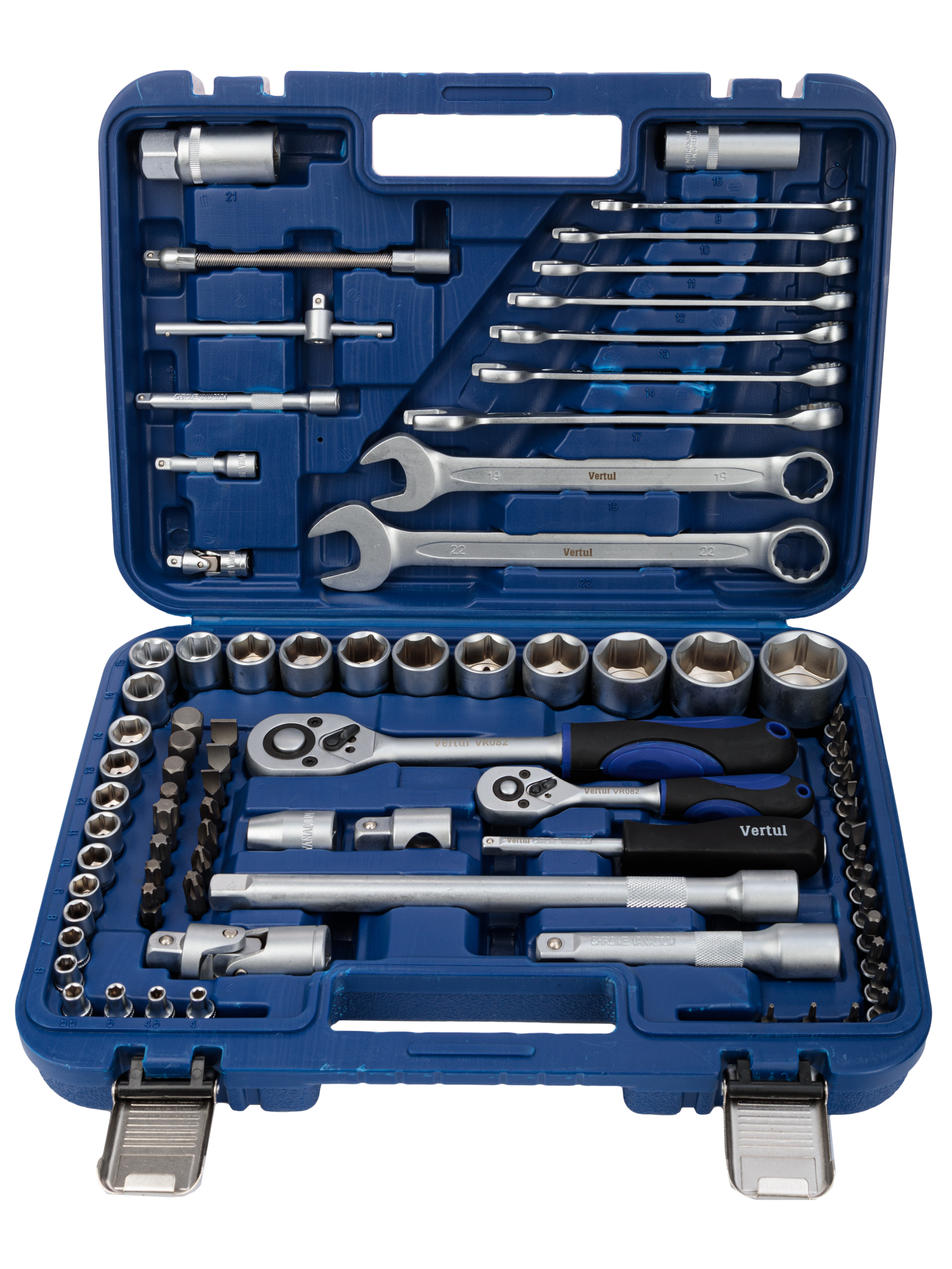 Набор инструментов Vertul 82 предмета 1/4″, 1/2″ VR082