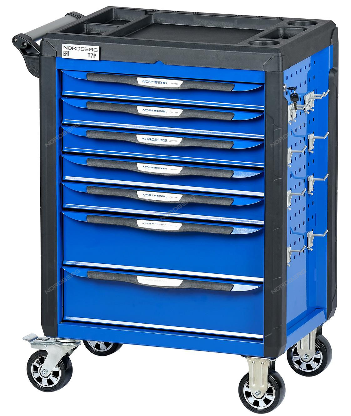 Тележка инструментальная, 7 выдвижных ящиков, с системой защиты от опрокидывания, синяя NORDBERG T7P(B)