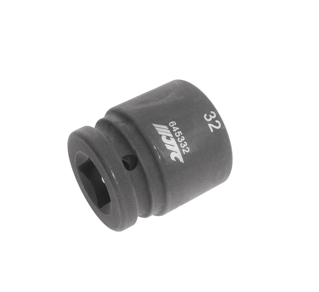JTC-645332 - Головка торцевая 3/4" 32мм 12-ти гранная ударная L=52мм JTC -  
  Изготовлена из высококачественной хром-молибденовой стали. 
  12 граней, метрический размер.
  Размер: 3/4"х32 мм.
  Длина: 52 мм. 
  Габаритные размеры: 52/44/44 мм.