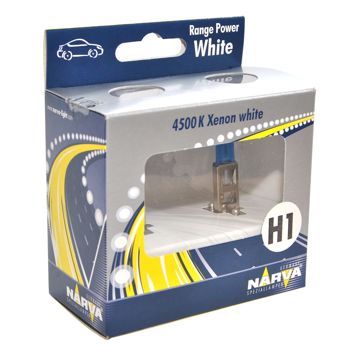 Автолампа H1 (55) P14.5s RANGE POWER WHITE 4500K (2шт) 12V NARVA /1/10 HIT (ст. артикул: 98514RPW2)