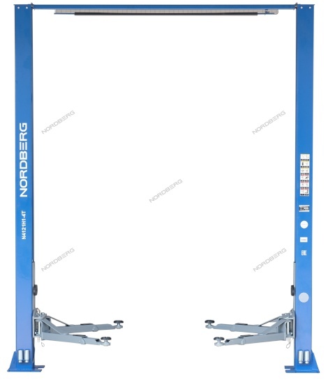 Подъемник двухстоечный 4 т, верхняя синхронизация, с электростопорами, H=4 м, 380 В, синий NORDBERG N4120H1E-4B_380