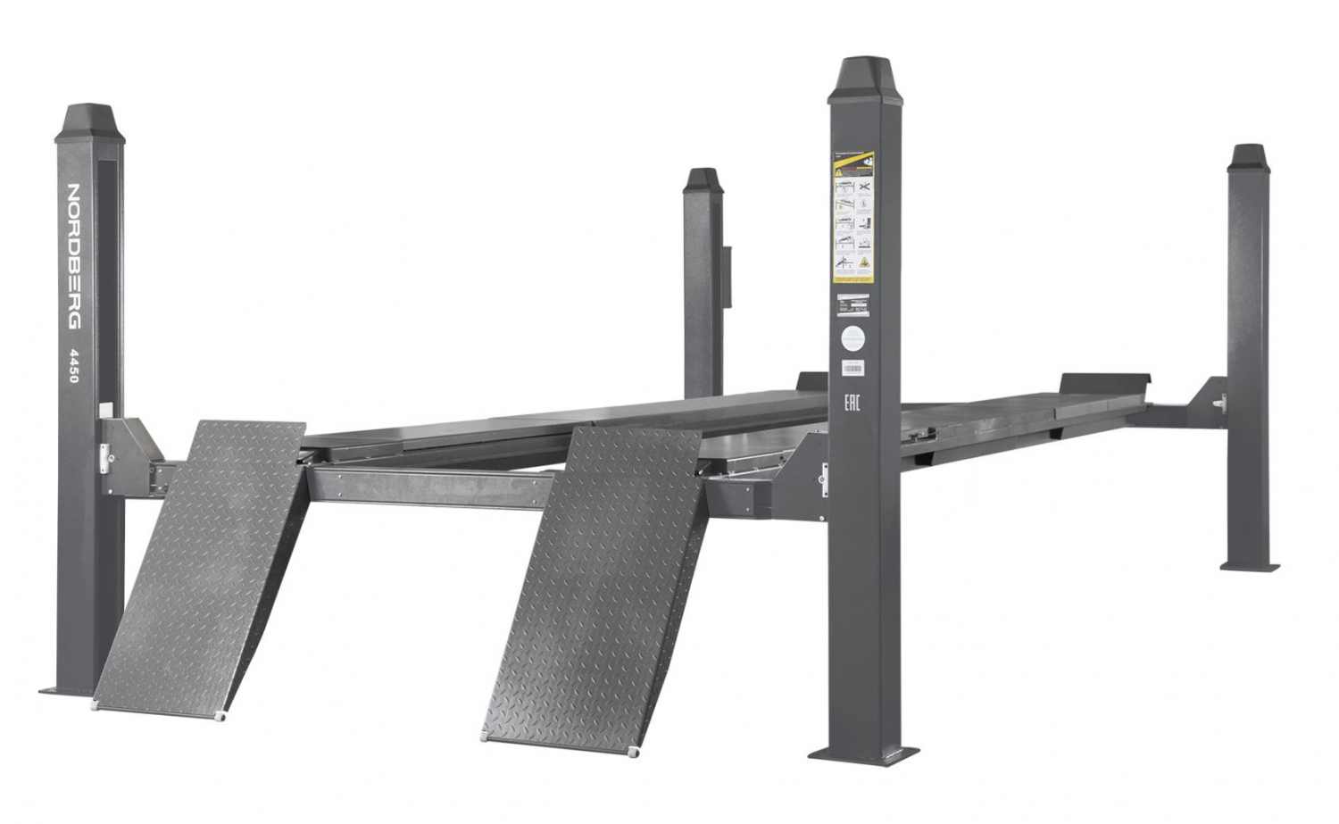 Подъемник четырехстоечный 5 т, без траверсы, для сход-развала, электростопоры, серый NORDBERG 4450J_EG
