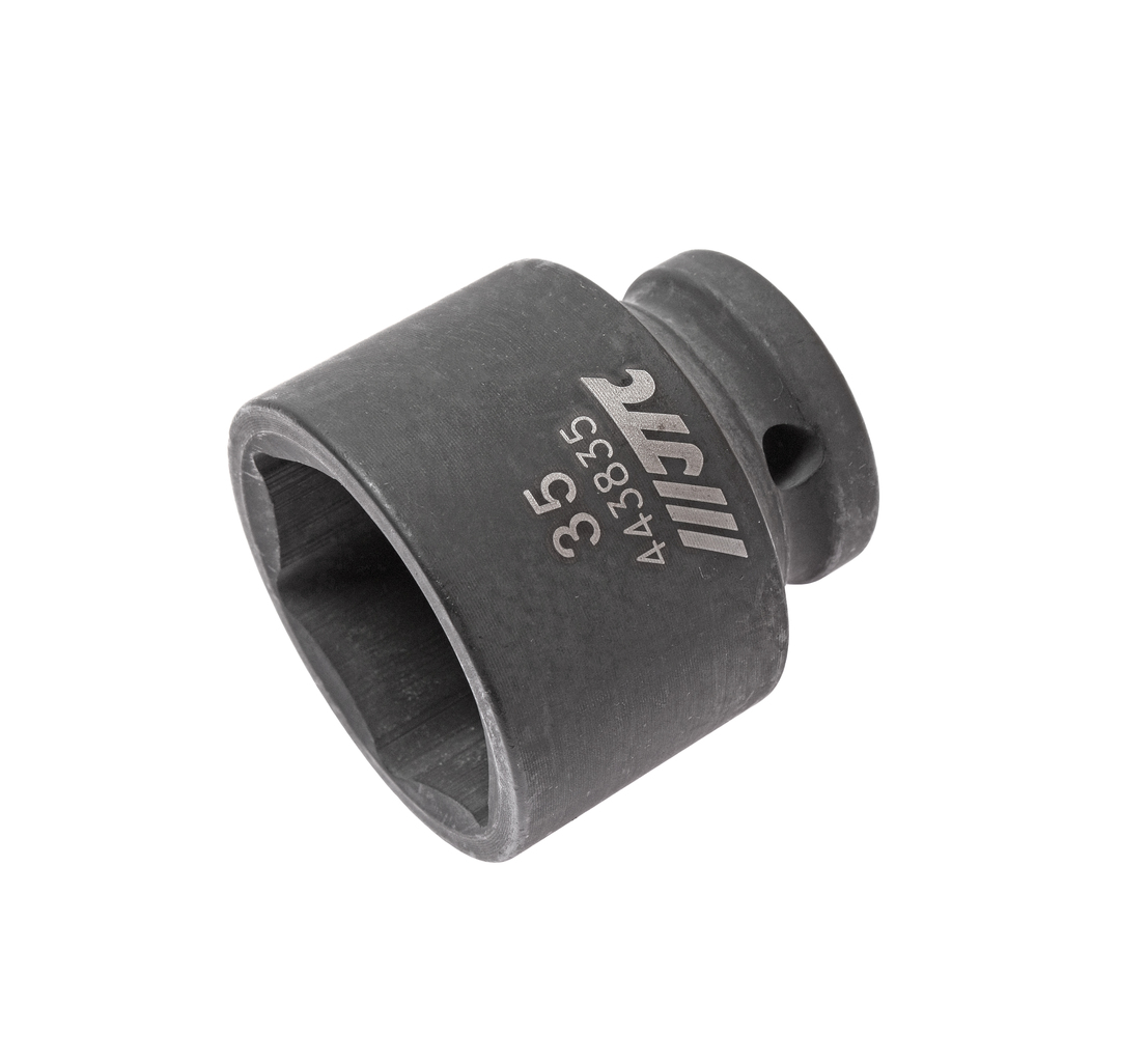 JTC-443835 - Головка торцевая 1/2" 35мм ударная L=48мм JTC - 
  6 граней, метрический размер. 
  Изготовлена из высококачественной хром-молибденовой стали. 
  Размер: 1/2"х35 мм.
  Общая длина: 48 мм. 
  Количество в оптовой упаковке: 5 шт. и 50