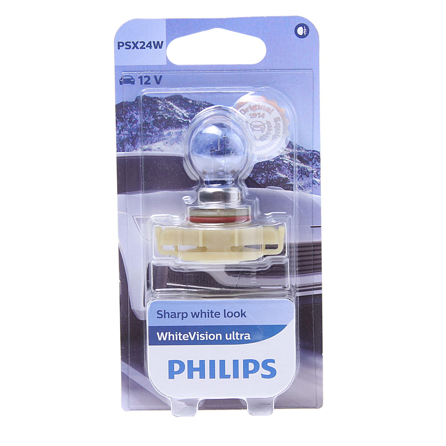Автолампа PSX24W (PG20/7) WhiteVision ultra 3300K (блистер) 12V PHILIPS /1/10