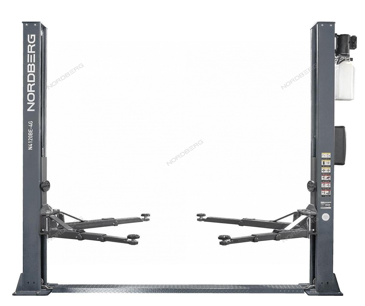 Подъемник двухстоечный 4 т, с электростопорами, 380 В, серый NORDBERG N4120BE-4G_3+2_380