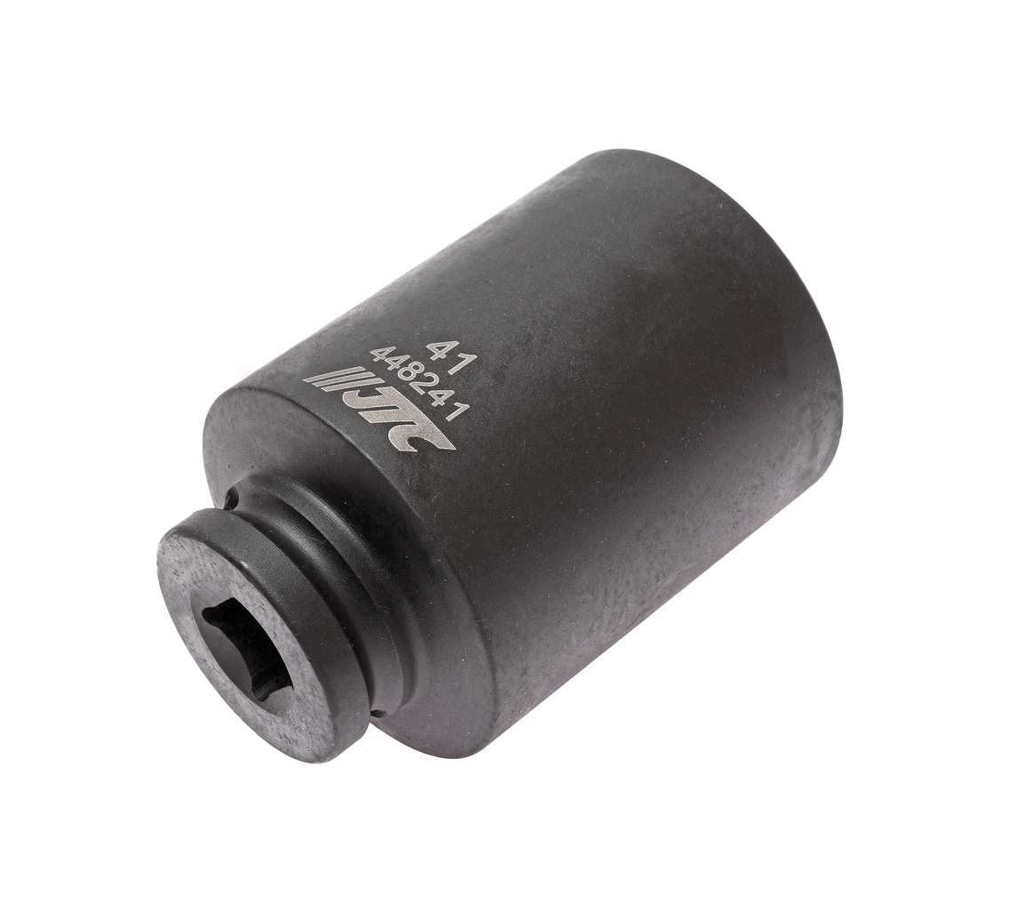JTC-448241 - Головка торцевая 1/2" 41мм ударная глубокая L=82мм JTC - 
  6 граней, метрический размер. 
  Изготовлена из высококачественной хром-молибденовой стали. 
  Размер: 1/2"х41 мм.
  Общая длина: 82 мм. 
  Количество в оптовой упаковке: 2