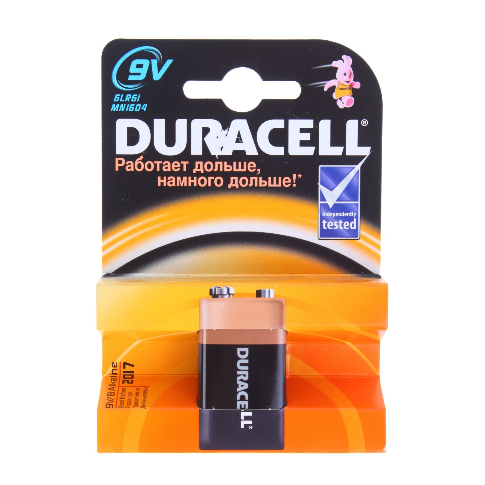 Элемент питания КРОНА: 6LR61-BC1 ALKALINE 9V DURACELL /1/10/30