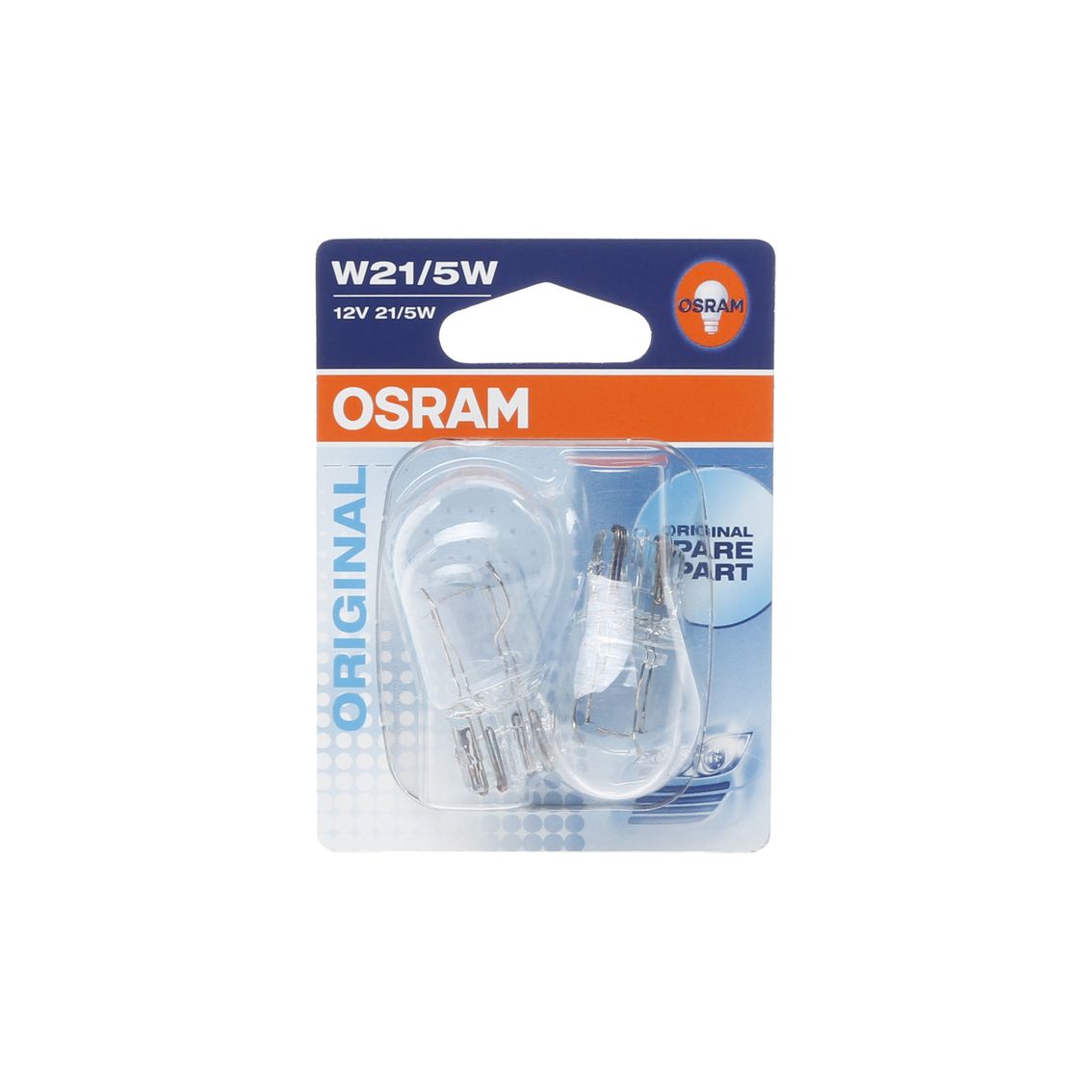 Автолампа W21/5W (W3*16q) (блистер, 2шт) 12V OSRAM /10/50