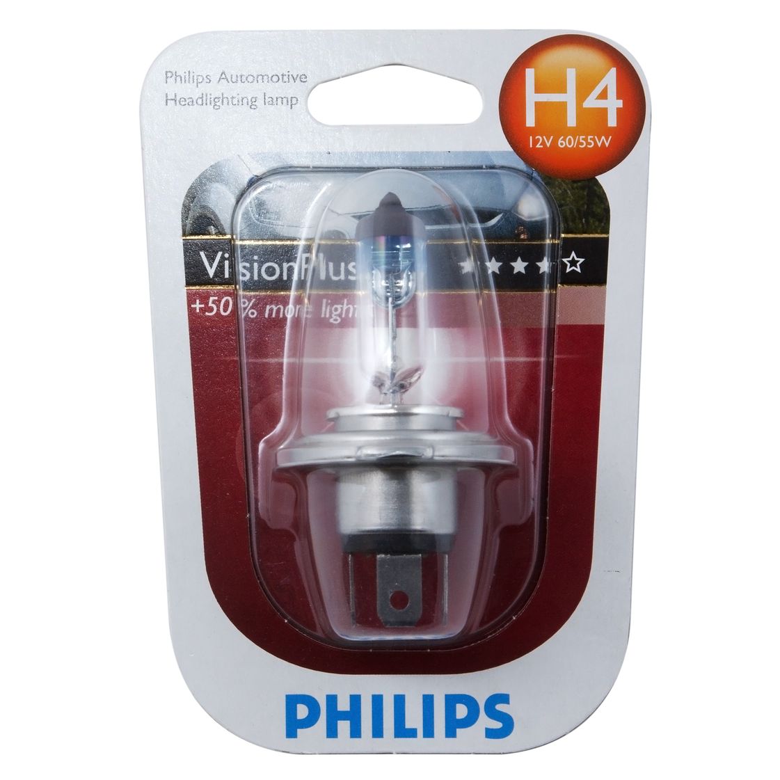 Автолампа H4 (60/55) P43t-38+60% VisionPlus (блистер) 12V PHILIPS /1/10