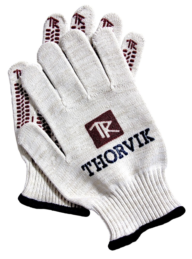 TRV-2-5510 Перчатки трикотажные Thorvik с точечным полимерным покрытием, модель Экстра, х/б, 10 класс вязки, размер 10