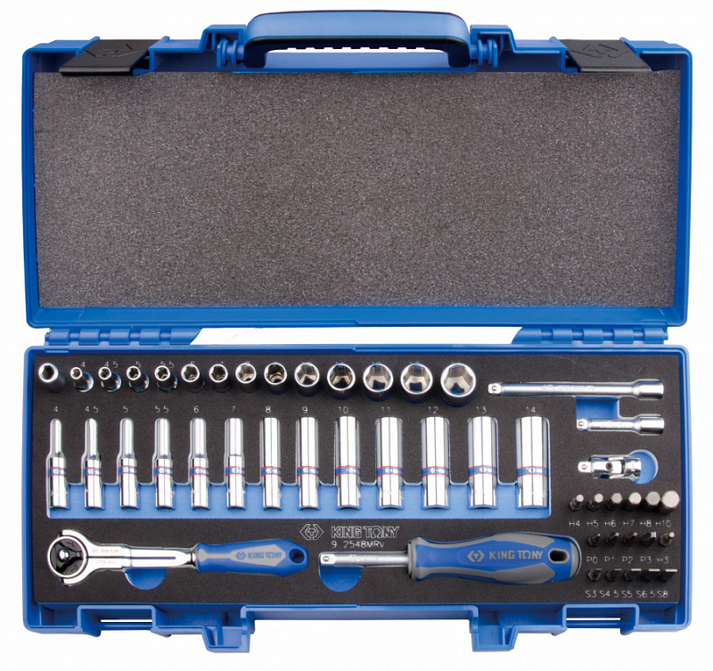 Набор торцевых головок с принадлежностями 1/4"", шестигранные, 4-14 мм, 48 предметов