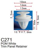 Клипса для крепления внутренней обшивки а/м Мазда пластиковая (100шт/уп.) Forsage клипса C0271(Mazda)