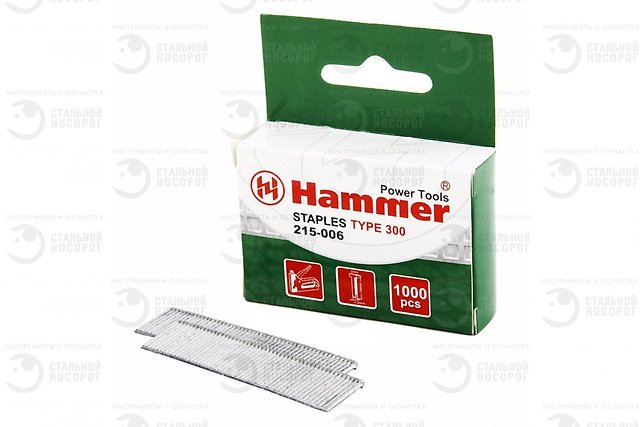 34002 Гвозди для степлера Hammer Flex 215-006  14мм, сечение 1.2мм, T-образные (тип 300), 1000шт. Hammer 215-006