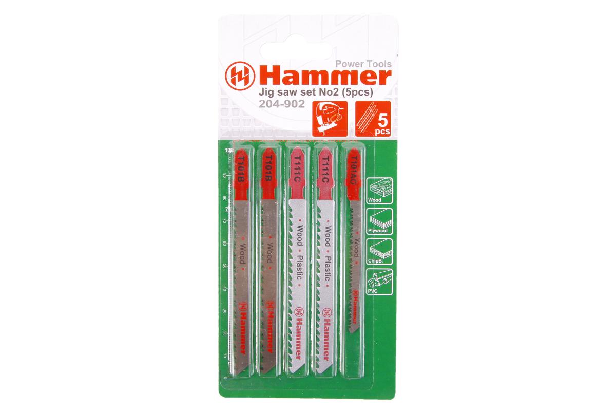 30579 Пилка для лобзика (набор) Hammer Flex 204-902 JG WD-PL set No2 (5pcs)  дерево\пластик 3 вида, 5шт. Hammer 204-902