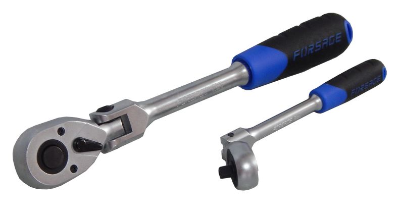 Трещотка реверсивная ,шарнирная 1/4"L-200мм с резиновой ручкой (72зуб) Forsage F-802218