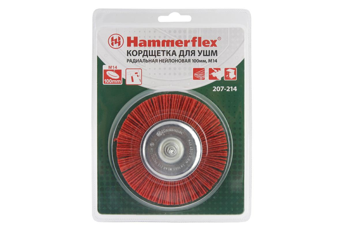 62130 Кордщетка Hammer Flex 207-214 100мм d6  радиальная нейлоновая, с хвостовиком Hammer 207-214