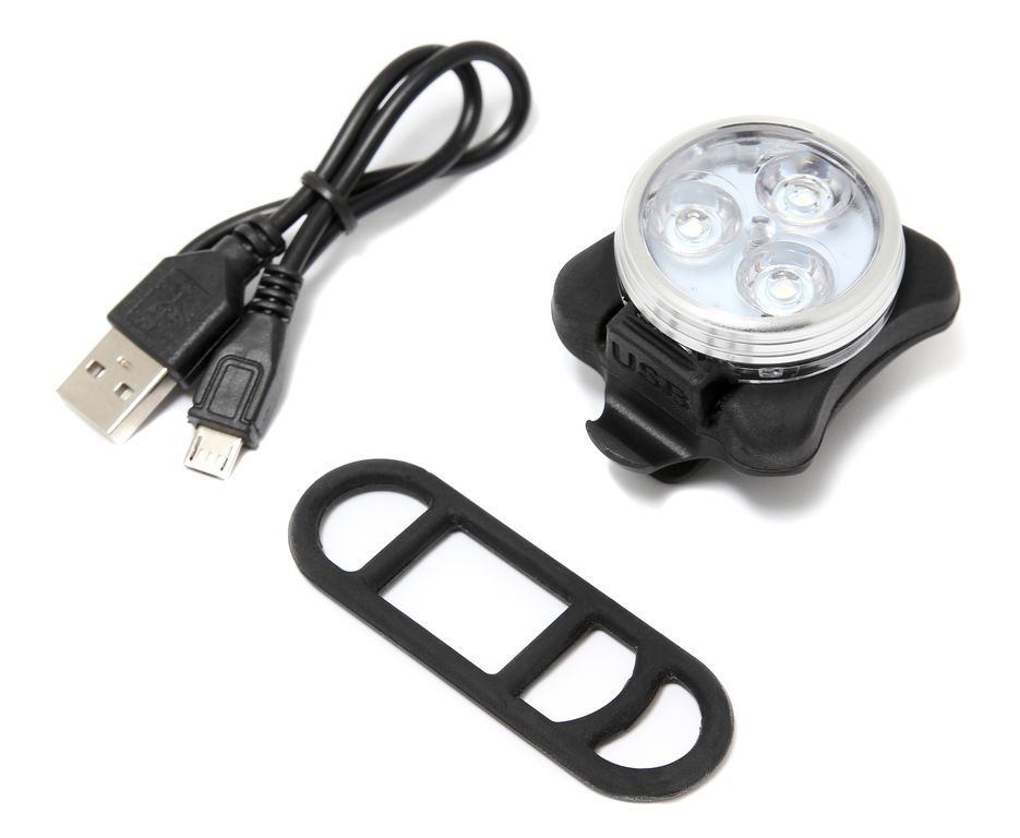 Фонарь LED передний круглый велосипедный (белый, 4 режима) Forsage HYD-018
