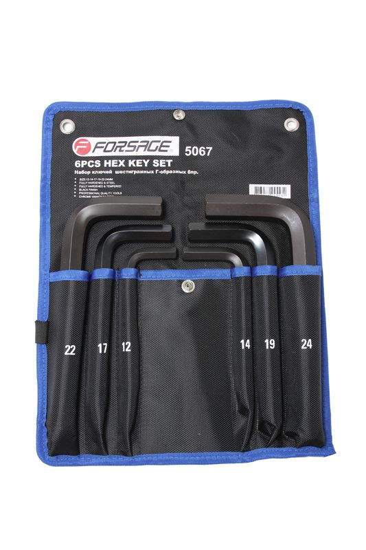 Набор ключей Г-образных 6-гранных 6пр. (12, 14, 17, 19, 22, 24мм)на полотне Forsage F-5067