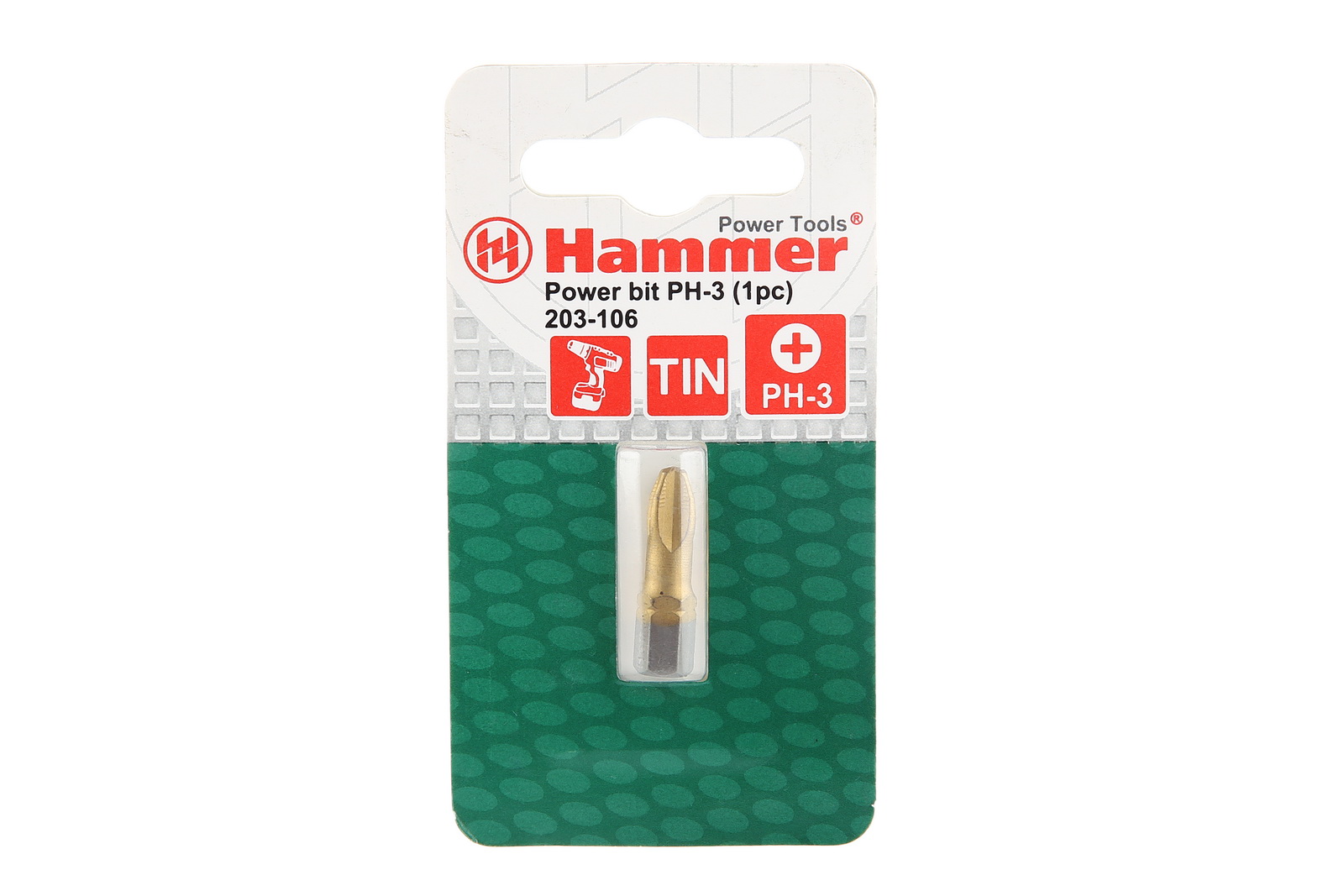 36727 Бита Hammer Flex 203-106 PB PH-3 25mm (1pc)  TIN, 1шт. Hammer 203-106
