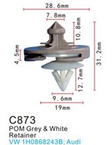 Клипса для крепления внутренней обшивки а/м Фольксваген пластиковая (100шт/уп.) Forsage клипса C0873(VW)