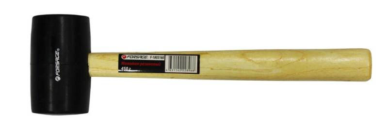 Киянка резиновая с деревянной ручкой (230г, Ø48мм) Forsage F-180380