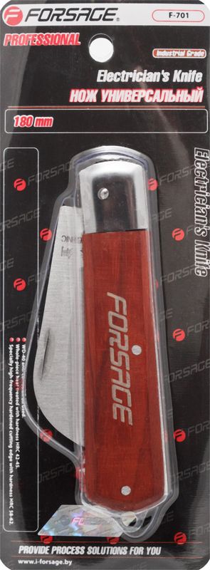 Нож универсальный с изогнутым лезвием 180мм, в блистере Forsage F-701