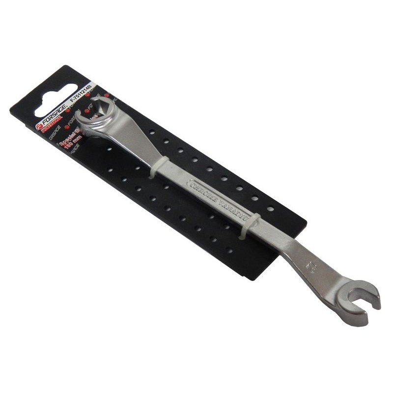 Ключ разрезной для тормозных трубок с изгибом 45° 10x11мм, на пластиковом держателе Forsage F-7511011B